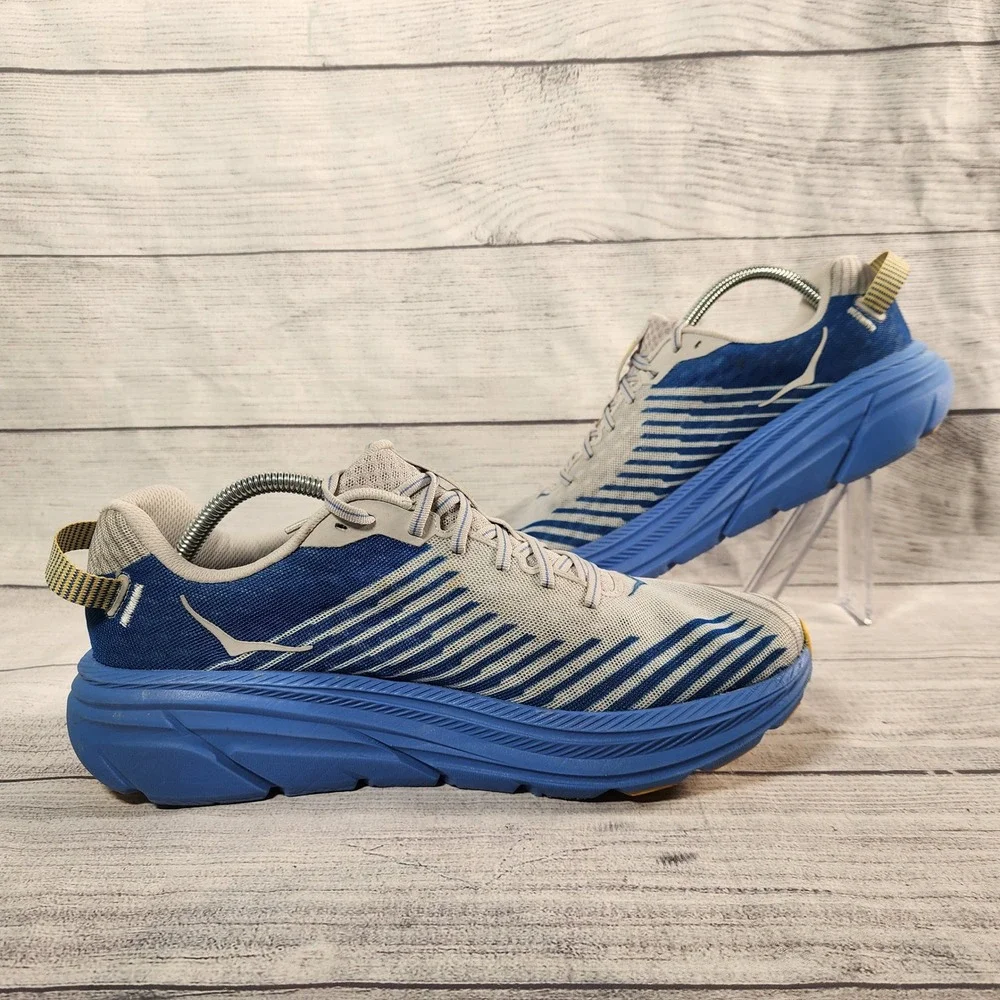 Hoka One One Rincon Men's Size 11 Running Shoes Gray Blue Striped 1102874
